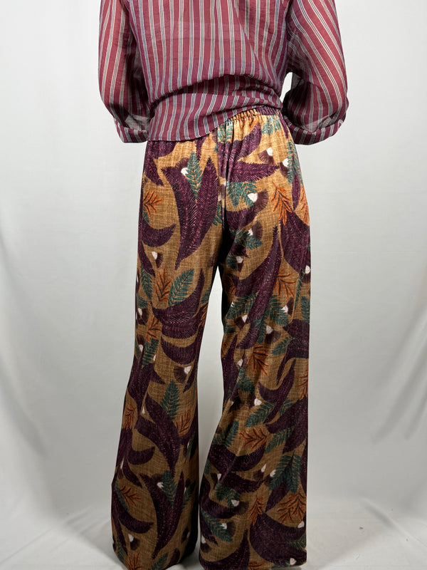 Pantalone in cinigliacon stampa foglie - Haveone