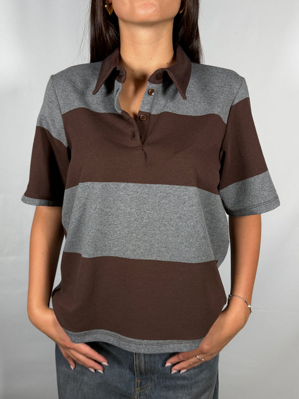 Polo a righe Grigio / Caffè - TAC0528 Vicolo