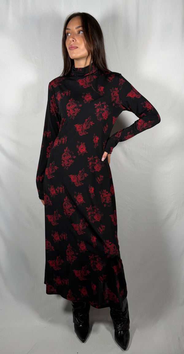 Abito lungo fantasia rose- Tensione In ART40881