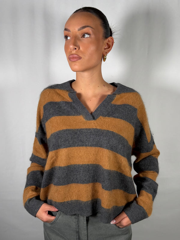 Maglione a righe con colletto - Vicolo