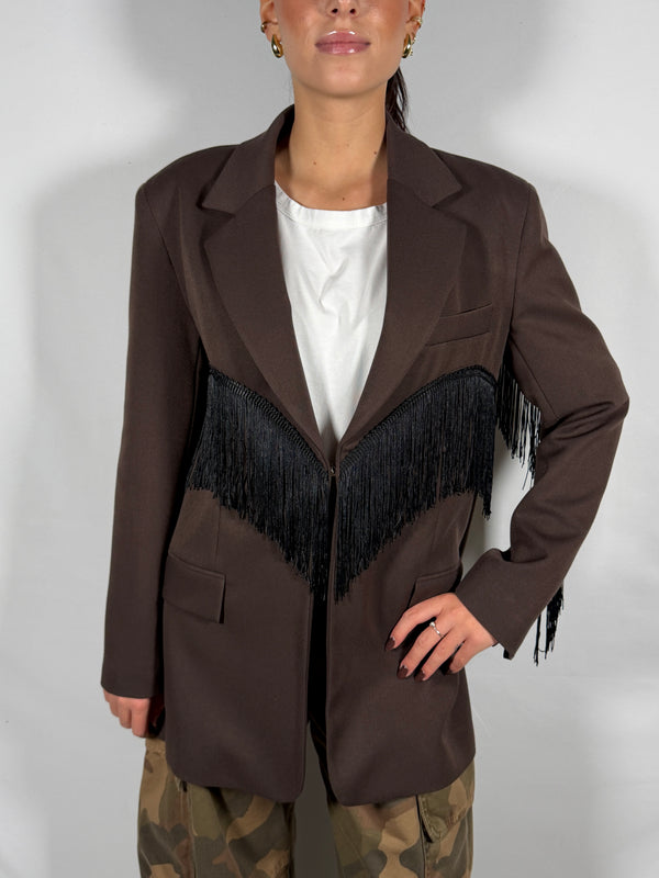Giacca Moro con frange Nero- Vicolo TAC1053