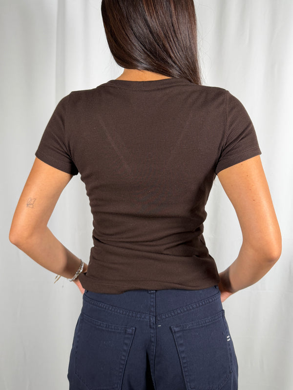 T-shirt scollo a V serafino Fondente - UAC0046 Vicolo