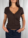 T-shirt scollo a V serafino Fondente - UAC0046 Vicolo