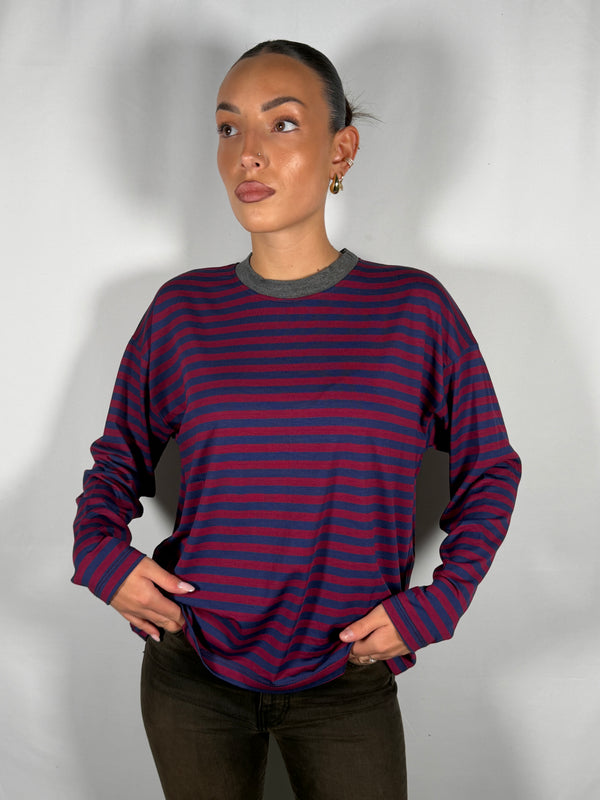 T-Shirt rigata profilo a contrasto - HaveOne