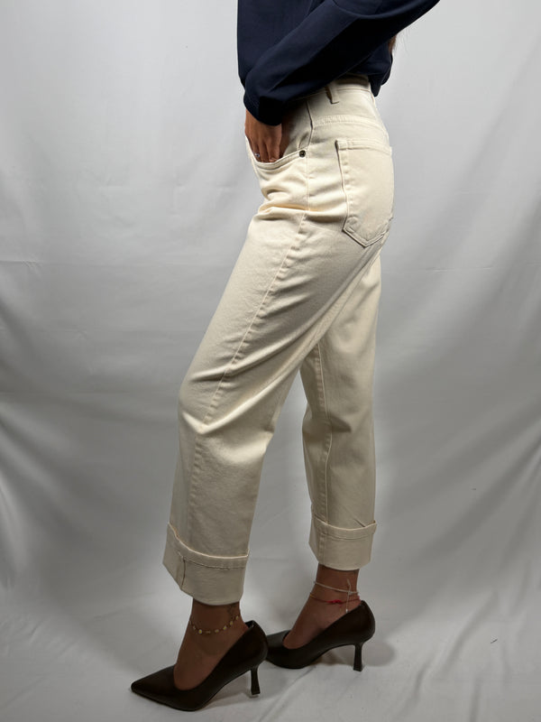 Pantalone denim con risvolto - Philia Loft