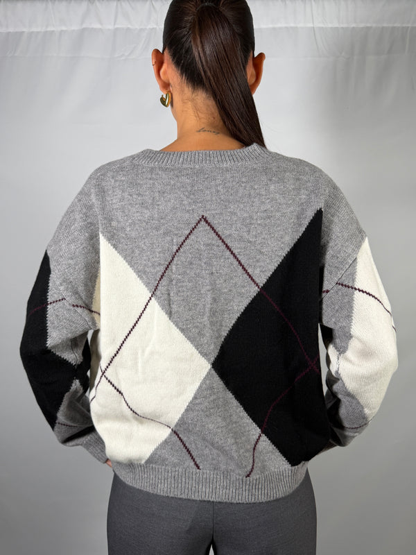 Cardigan con scollo a V rombi - vicolo