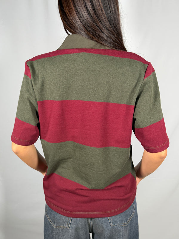 Polo a righe Bordeaux / Military- TAC0528 Vicolo