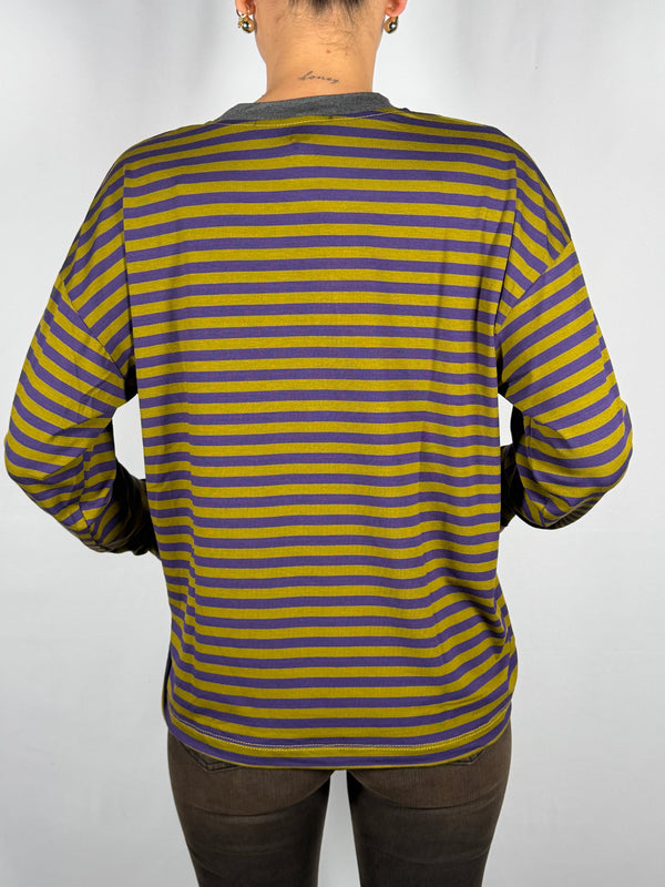 T-Shirt rigata profilo a contrasto - HaveOne