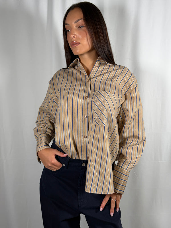 Camicia rigata beige - HaveOne