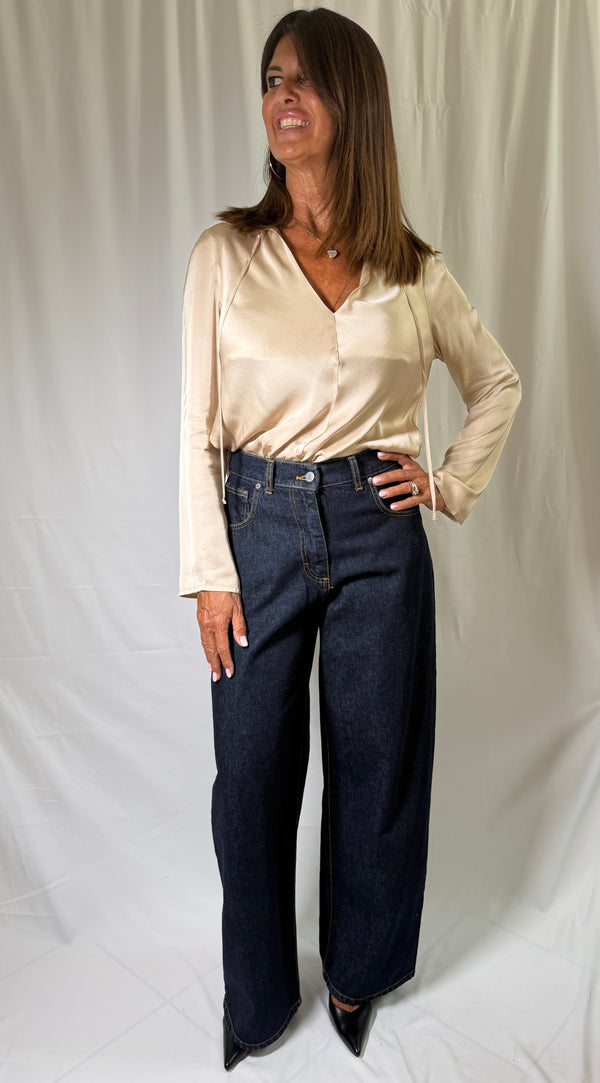 Jeans Bella blu , cuciture camel - Haveone PLS-R095