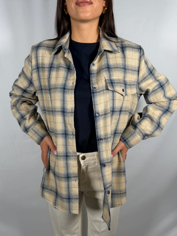 Camicia check beige e blu - TAC0950 Vicolo