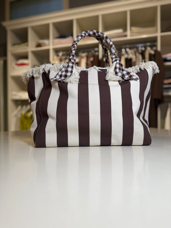Borsa grande in canvas a righe ART. XAB0010