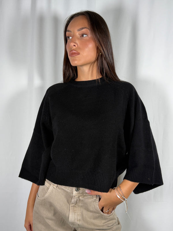 Maglia con manica a Kimono Nera - Tensione In