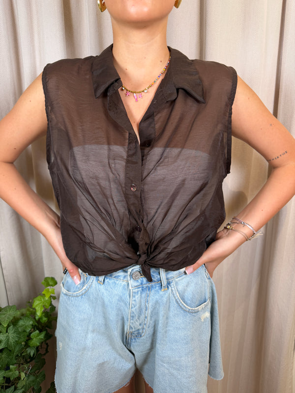 Camicia smanicata con nodo in vita Art CMA-Q509