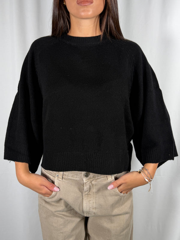Maglia con manica a Kimono Nera - Tensione In