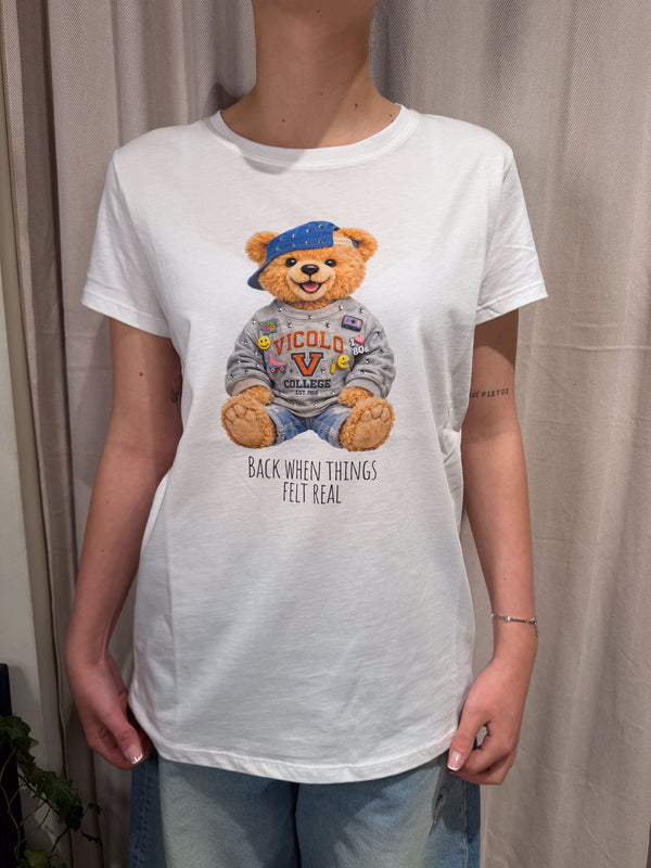 T-shirt con stampa orsetto