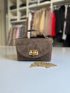 Borsa a mano effetto scamosciato marrone chiaro - Trendy