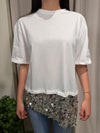 T-shirt over fondo asimmetrico Paillettes
