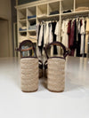 Sandali con zeppa in camoscio marrone