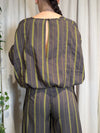 Camicia Blusa marrone gessata righe gialle TAB2362